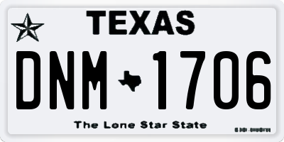 TX license plate DNM1706