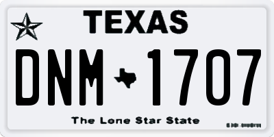 TX license plate DNM1707