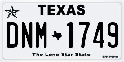 TX license plate DNM1749