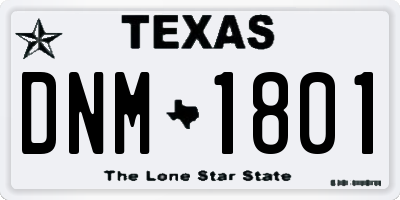 TX license plate DNM1801