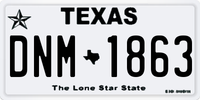 TX license plate DNM1863