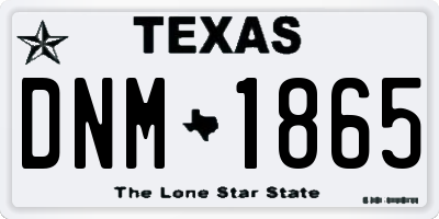 TX license plate DNM1865
