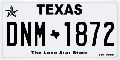 TX license plate DNM1872