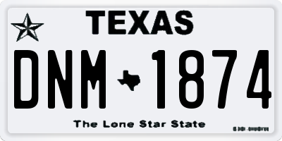 TX license plate DNM1874