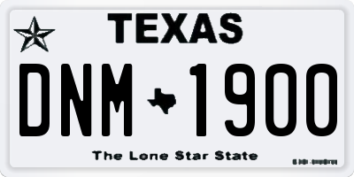 TX license plate DNM1900