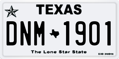 TX license plate DNM1901