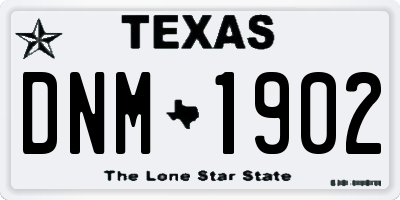 TX license plate DNM1902