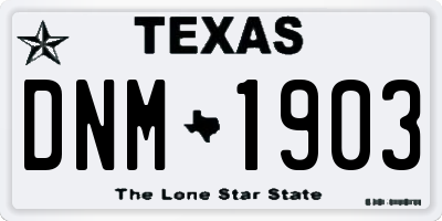 TX license plate DNM1903