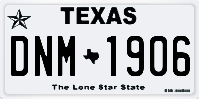 TX license plate DNM1906