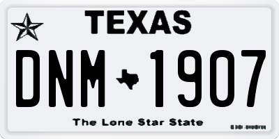 TX license plate DNM1907