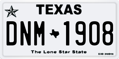 TX license plate DNM1908