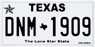TX license plate DNM1909