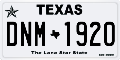 TX license plate DNM1920