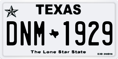 TX license plate DNM1929