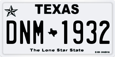 TX license plate DNM1932