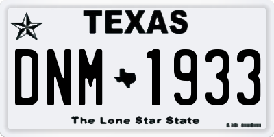 TX license plate DNM1933