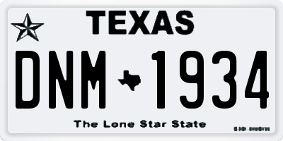 TX license plate DNM1934