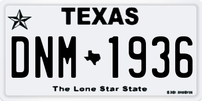 TX license plate DNM1936