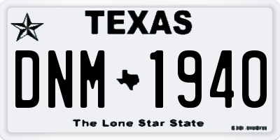 TX license plate DNM1940