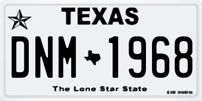 TX license plate DNM1968