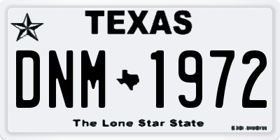 TX license plate DNM1972