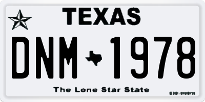 TX license plate DNM1978