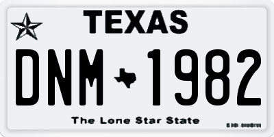 TX license plate DNM1982