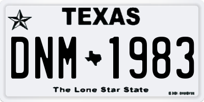 TX license plate DNM1983