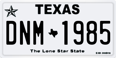 TX license plate DNM1985