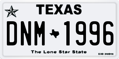 TX license plate DNM1996
