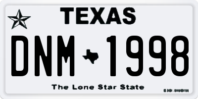 TX license plate DNM1998