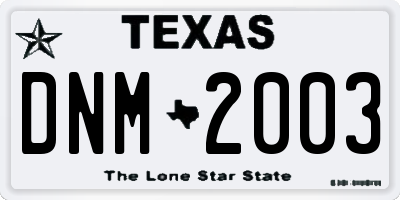 TX license plate DNM2003