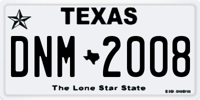 TX license plate DNM2008