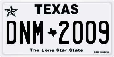 TX license plate DNM2009