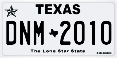 TX license plate DNM2010