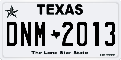 TX license plate DNM2013