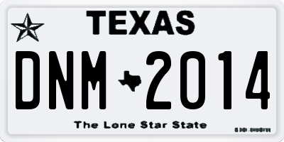 TX license plate DNM2014