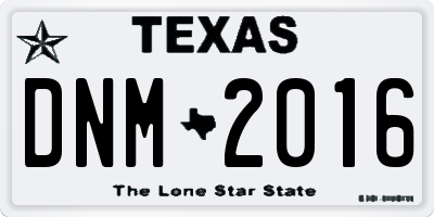 TX license plate DNM2016