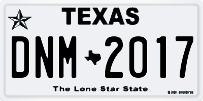 TX license plate DNM2017