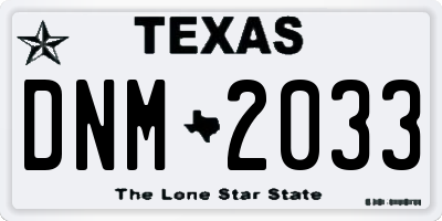 TX license plate DNM2033