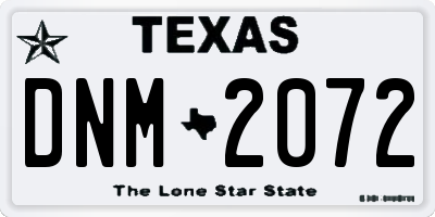 TX license plate DNM2072