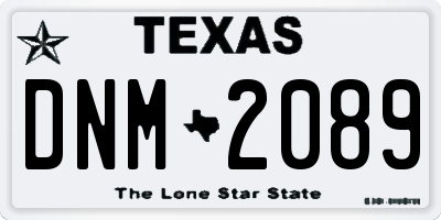 TX license plate DNM2089