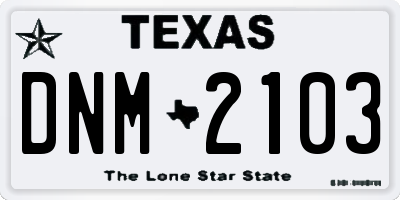 TX license plate DNM2103