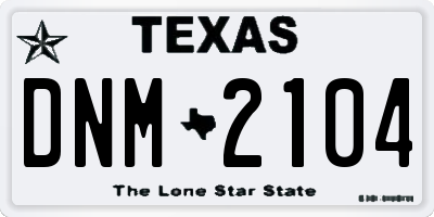 TX license plate DNM2104