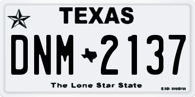 TX license plate DNM2137