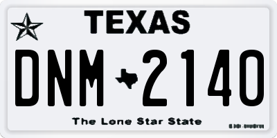 TX license plate DNM2140
