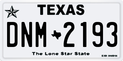 TX license plate DNM2193