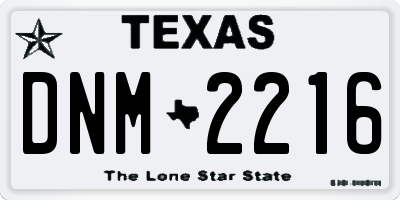 TX license plate DNM2216