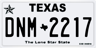 TX license plate DNM2217