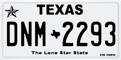 TX license plate DNM2293